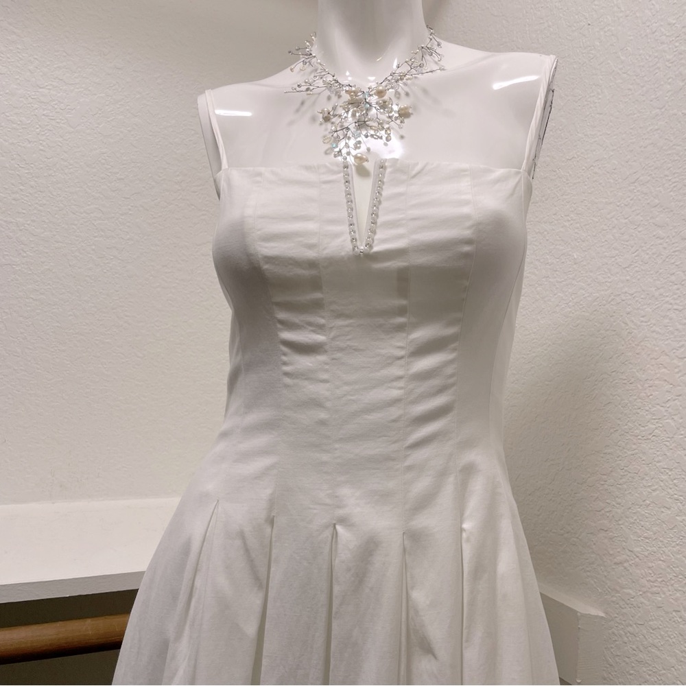 Reformation Kye Midi Dress in White with Custom Beaded front detail | Sz 6 - Picture 3 of 11